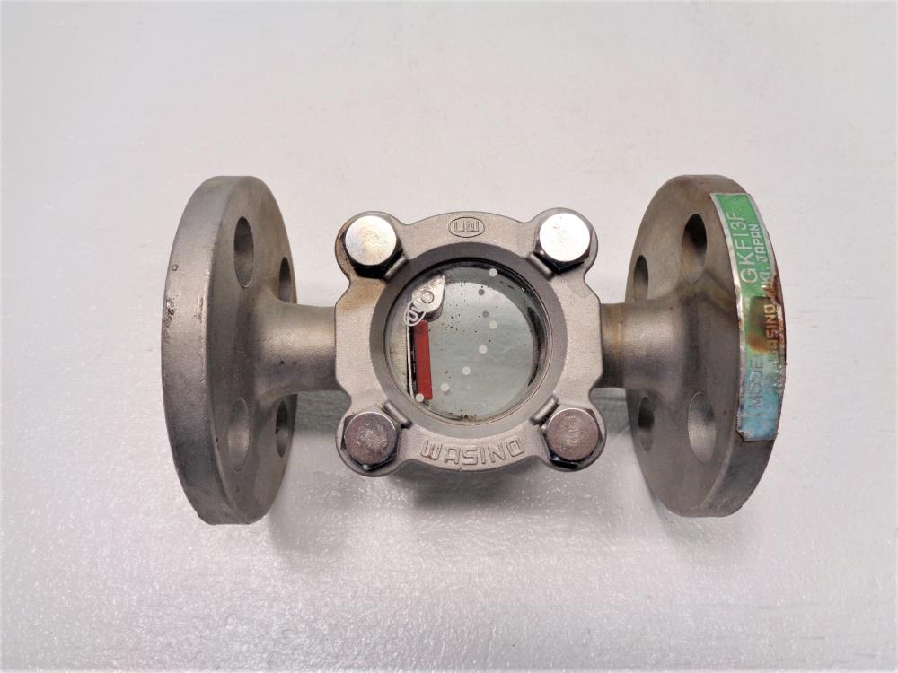 Wasino 1/2" Flanged Sight Glass Valve w/ Flapper, Stainless Steel, GKF13F